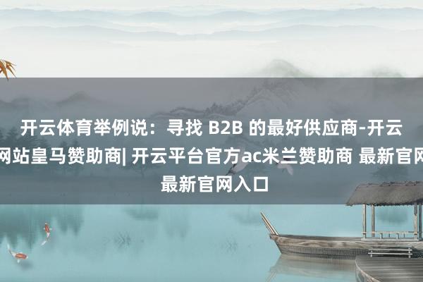 开云体育举例说：寻找 B2B 的最好供应商-开云平台网站皇马赞助商| 开云平台官方ac米兰赞助商 最新官网入口